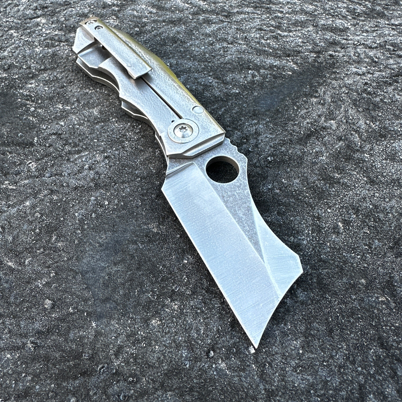 KA Custom Butcher - Contoured Frame/damasteel collar - Two-Tone Blade